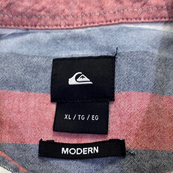 Quiksilver Striped Button Down Boys XL Modern Shirt - Blue and Red - Picture 4 of 5